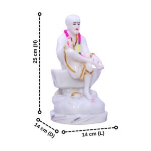 Shirdi Sai Baba Idol Statue for Home & Office (Marble) - 9 Inch - Image 3