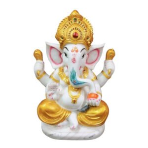 Lord Ganesh idol showpiece for home and office (Marble) -15 inch - Image 3