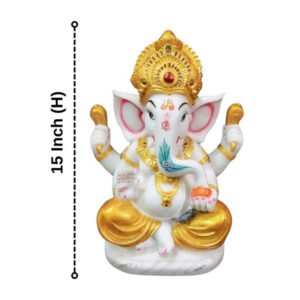 Lord Ganesh idol showpiece for home and office (Marble) -15 inch - Image 2