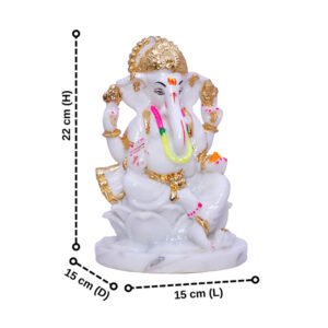 Lord Ganesh Idol Showpiece for home & office (Marble) - 9 inch - Image 3
