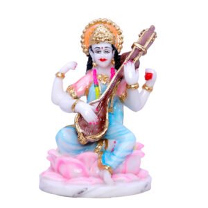 Divine Marble Saraswati Idol – 9 Inch Showpiece for Study Room, Home & Office - Image 2