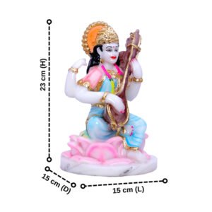 Divine Marble Saraswati Idol – 9 Inch Showpiece for Study Room, Home & Office - Image 3