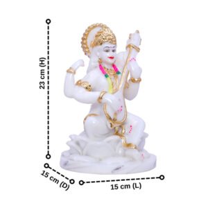 Divine Marble Saraswati Idol – 9 Inch Showpiece for Study Room, Home & Office - Image 3