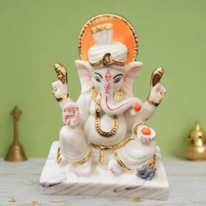 Lord Ganesha Idol Murti for Home & Office (Marble) - 8 Inch - Image 1