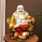 Colorful Laughing Buddha Statue for Prosperity & Luck (Marble) - 15 Inch