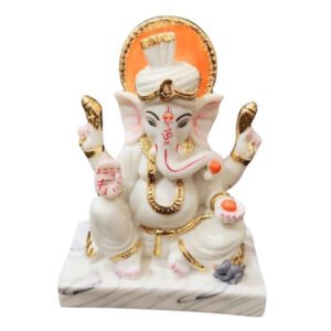 Lord Ganesha Idol Murti for Home & Office (Marble) - 8 Inch - Image 2