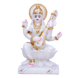 Divine Marble Saraswati Idol – 7 Inch Showpiece for Study Room, Home & Office - Image 2