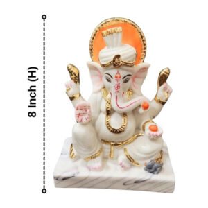 Lord Ganesha Idol Murti for Home & Office (Marble) - 8 Inch - Image 3