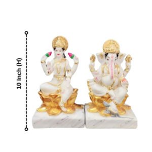 The idol of Lord Laxmi-Ganesh serves as an extraordinary symbol of prosperity (Marble) - 10 inch - Image 2