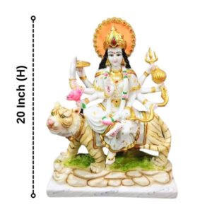 The idol of Maa Durga serves as an extraordinary symbol of prosperity (Marble) - 20 inch - Image 3