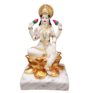 The idol of Goddess Maa Laxmi is a stunning representation of prosperity and wealth (Marble) - 10 Inch - Image 3