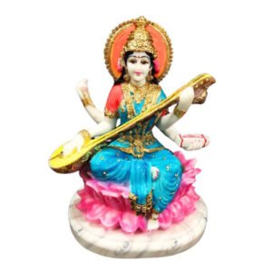Goddess Maa Saraswati Idol Marble Statue for Home & Office - 15 inch - Image 2