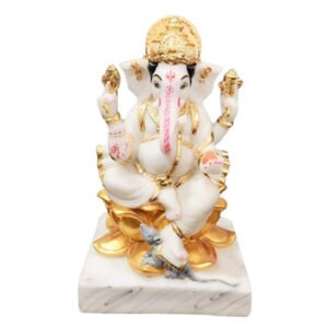 Lord Ganesha Idol Murti for Home & Office (Marble) - 10 Inch - Image 2