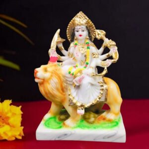 The idol of Maa Durga serves as an extraordinary symbol of prosperity (Marble) - 8 inch - Image 1