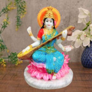 Goddess Maa Saraswati Idol Marble Statue for Home & Office - 15 inch - Image 1