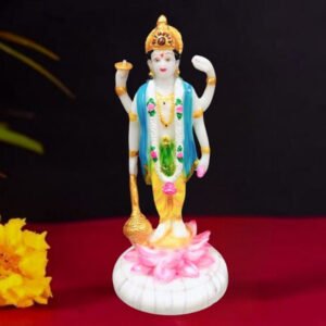 Lotus Lord Vishnu Idol Showpiece for home & office (Marble) - 8 inch - Image 1