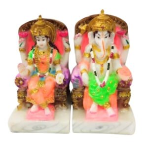 The idol of Lord Laxmi-Ganesh serves as an extraordinary symbol of prosperity (Marble) - 6 inch - Image 2