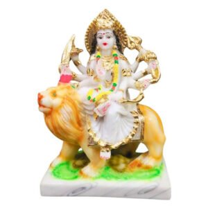 The idol of Maa Durga serves as an extraordinary symbol of prosperity (Marble) - 8 inch - Image 2
