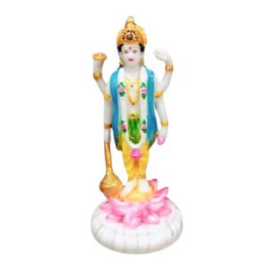 Lotus Lord Vishnu Idol Showpiece for home & office (Marble) - 8 inch - Image 2