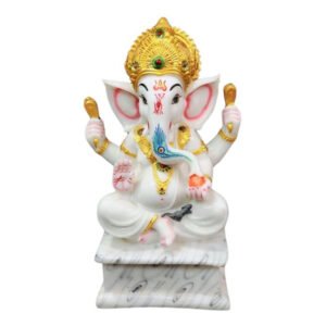 Lord Ganesh idol showpiece for home and office (Marble) -12 inch - Image 2
