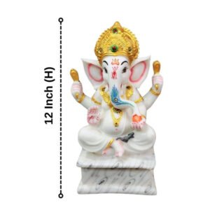 Lord Ganesh idol showpiece for home and office (Marble) -12 inch - Image 3