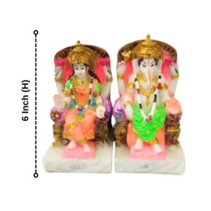 The idol of Lord Laxmi-Ganesh serves as an extraordinary symbol of prosperity (Marble) - 6 inch - Image 3