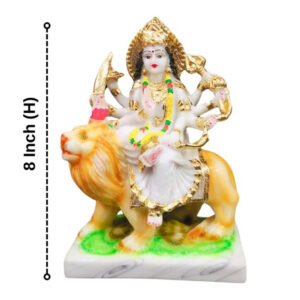 The idol of Maa Durga serves as an extraordinary symbol of prosperity (Marble) - 8 inch - Image 3