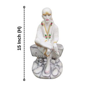 Sai Baba Idol Divine Marble Statue for Home & Office - 15 inch - Image 3
