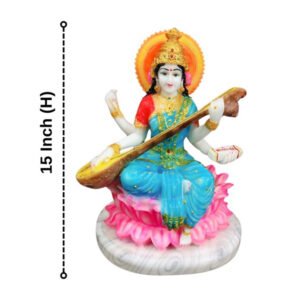Goddess Maa Saraswati Idol Marble Statue for Home & Office - 15 inch - Image 3