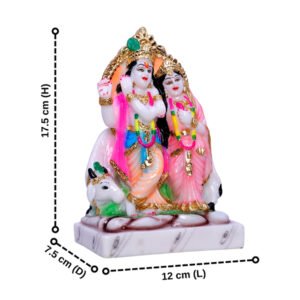 Radha Krishna Marble Divine Idol With Golden Foil Work - 7 Inch - Image 3