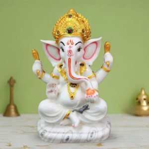 Lord Ganesh idol showpiece for home and office (Marble) -10 inch - Image 1