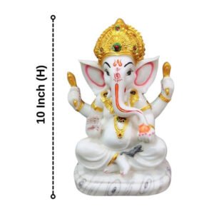 Lord Ganesh idol showpiece for home and office (Marble) -10 inch - Image 3