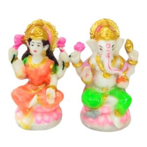 The idol of Lord Laxmi-Ganesh serves as an extraordinary symbol of prosperity (Marble) - 4 inch - Image 2