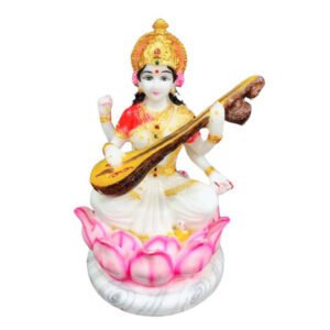 Goddess Maa Saraswati Idol Marble Statue for Home & Office - 10 inch - Image 2