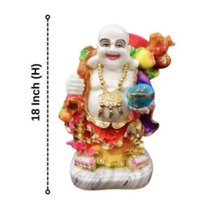 Colorful Laughing Buddha Statue for Prosperity & Luck (Marble) - 18 Inch - Image 2