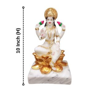 The idol of Goddess Maa Laxmi is a stunning representation of prosperity and wealth (Marble) - 10 Inch - Image 2