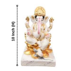 Lord Ganesha Idol Murti for Home & Office (Marble) - 10 Inch - Image 3