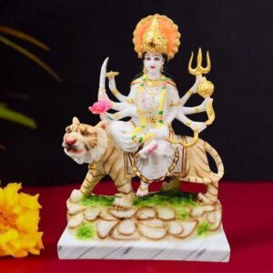 The idol of Maa Durga serves as an extraordinary symbol of prosperity. (Marble) - 18 inch - Image 1