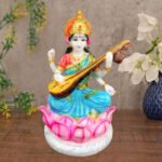 Goddess Maa Saraswati Idol Marble Statue for Home & Office - 10 inch