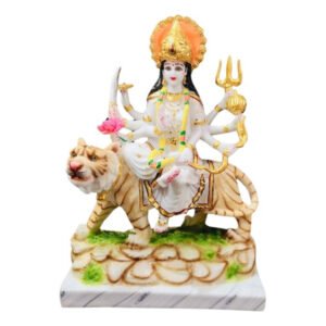 The idol of Maa Durga serves as an extraordinary symbol of prosperity. (Marble) - 18 inch - Image 2