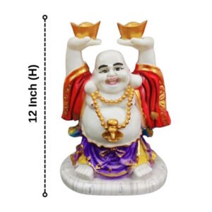 Colorful Laughing Buddha Statue for Prosperity & Luck (Marble) - 12 Inch - Image 3