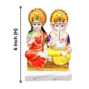 The idol of Lord Laxmi-Ganesh serves as an extraordinary symbol of prosperity (Marble) - 6 inch - Image 3