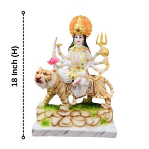 The idol of Maa Durga serves as an extraordinary symbol of prosperity. (Marble) - 18 inch - Image 3