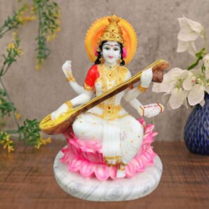 Goddess Maa Saraswati Idol Marble Statue for Home & Office - 15 inch