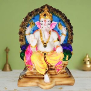 Lord Ganesh idol showpiece for home and office (Marble white gold ) -12 inch - Image 1