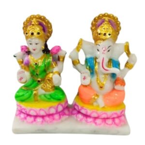 The idol of Lord Laxmi-Ganesh serves as an extraordinary symbol of prosperity (Marble) - 5 inch - Image 3
