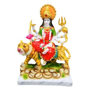 The idol of Maa Durga serves as an extraordinary symbol of prosperity. (Marble) - 18 inch - Image 2