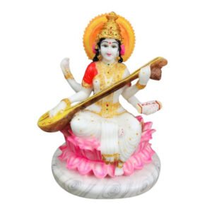 Goddess Maa Saraswati Idol Marble Statue for Home & Office - 15 inch - Image 3