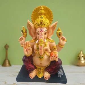 Lord Ganesh idol showpiece for home and office (Marble Super gold ) -15 inch - Image 1
