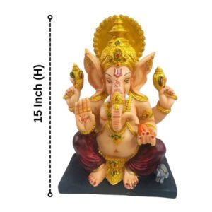 Lord Ganesh idol showpiece for home and office (Marble Super gold ) -15 inch - Image 3